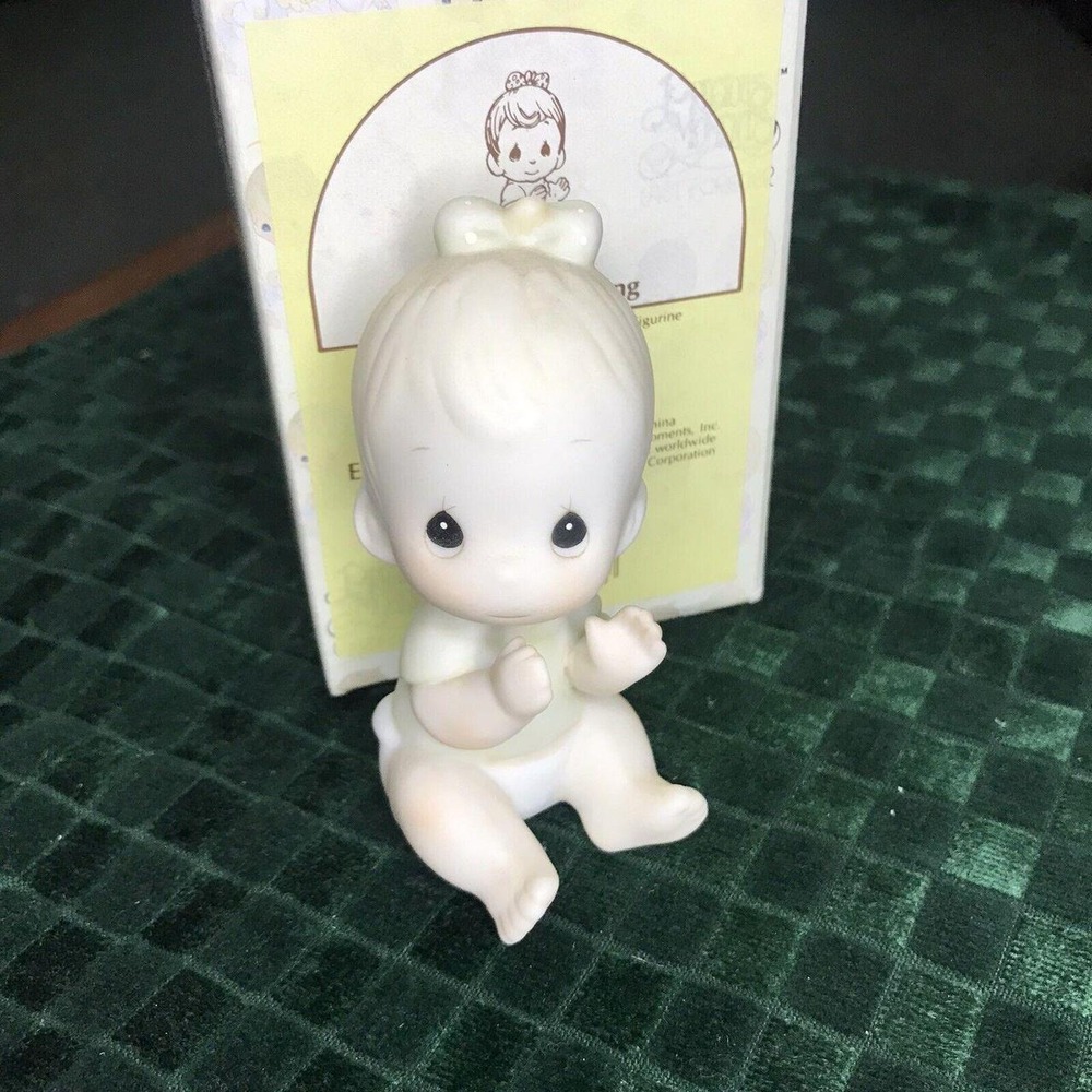 Precious Moments Baby Girl Sitting with box 1983